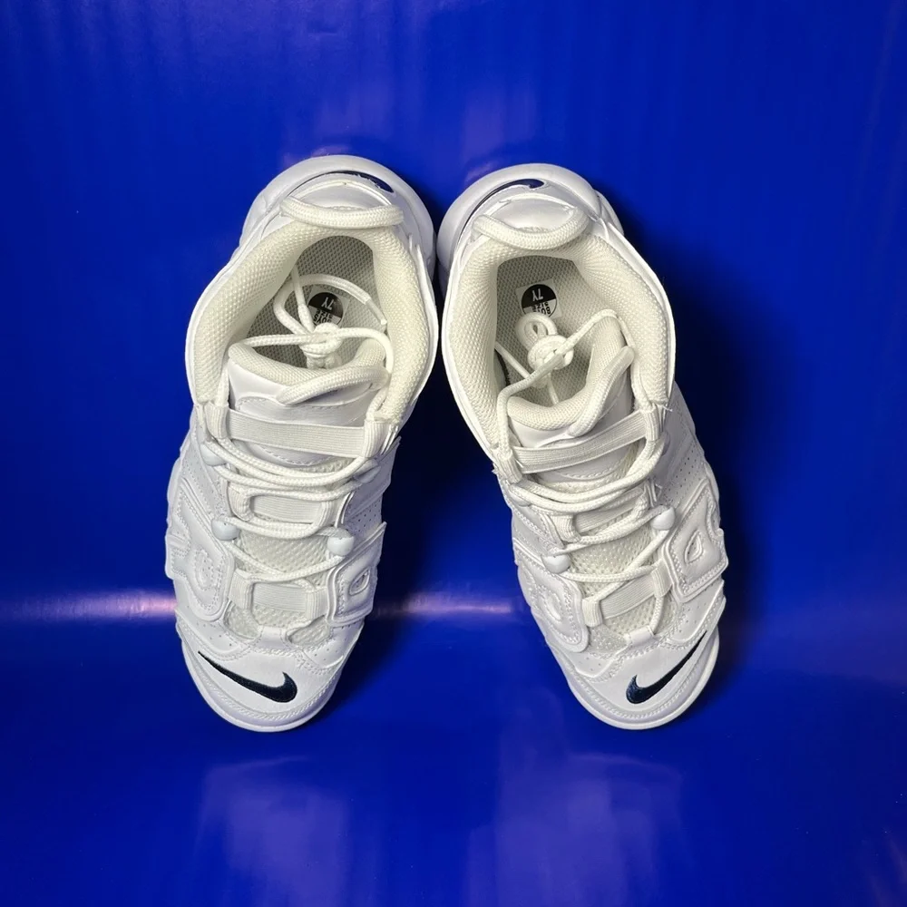 Nike Air More Uptempo Triple White GS Size 6.5Y Women 8 Same Day Shipping - Picture 8 of 8